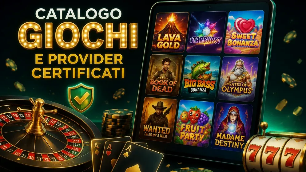 griglia di slot colorate da diversi provider certificati