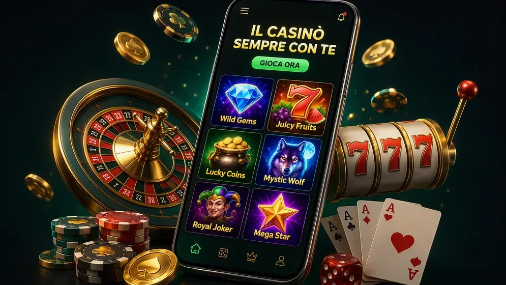 smartphone con interfaccia casino su schermo